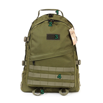 Крепкий походный тактический рюкзак с органайзером на 40 литров олива