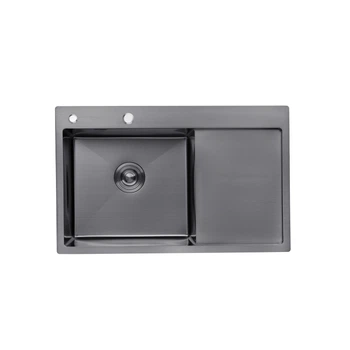 Мойка кухонная KRONER HANDMADE (KRP) PVD Schwarze-7849LHM D3.0-1.0T215