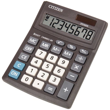 Калькулятор настольный, компактный Citizen 8-разрядный, Черный (CMB-801-BK)