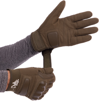 Тактические перчатки с закрытыми пальцами SILVER KNIGHT Размер XL оливковый BC-7052