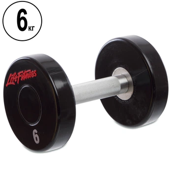Гантель цільна професійна з поліуретановим покриттям LIFE FITNESS SC-80081-6 1шт 6кг