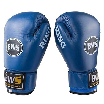Боксерские перчатки RING кожа 8oz синие BWS3350