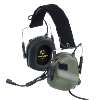 Активні тактичні навушники з комунікаційною гарнітурою Earmor M32 - Foliage Green. EM-M32-GRN
