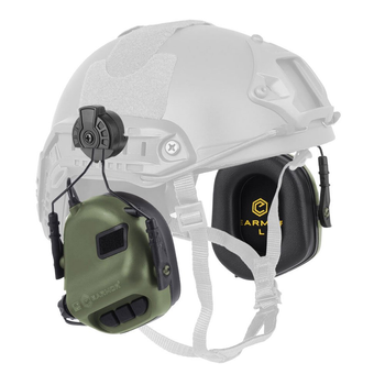 Активні тактичні навушники Earmor M31H для шоломів FAST та напрямних ARC Helmet Rails. Coyote Tan. EM-M31H-COY