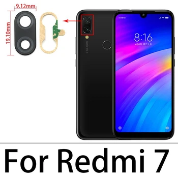 Стекло камеры для Xiaomi Redmi 7 | M1810F6LG | M1810F6LH | M1810F6LI (9x18мм), черное, High Copy