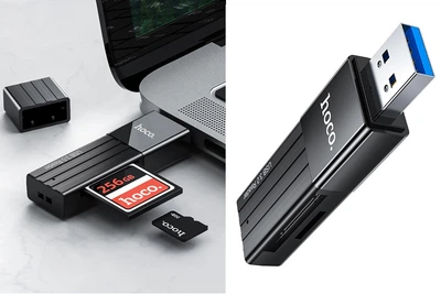 Кардридер Hoco HB20 Mindful 2в1 USB 3.0 поддержка TF/SD карт 5Gbps, чёрный