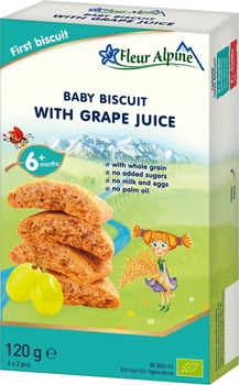 Дитяче печиво органічне Fleur Alpine "WITH GRAPE JUICE" (з виноградним соком) 120 г (5412916941844)
