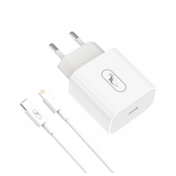Сетевое зарядное устройство SkyDolphin SC38T (1USBx2.4A) White (MZP-000182) + кабель Lightning