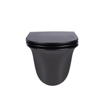 Унитаз Qtap Virgo подвесной безободковый с сидением черный матовый QT1833051ERMB