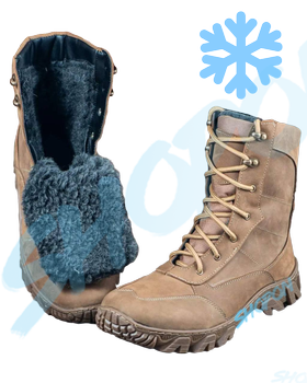Берцы зимние ботинки тактические мужские, черевики тактичні чоловічі берці зимові, натуральна шкіра, размер 41, Bounce ar. BL-HK-1041, цвет хаки
