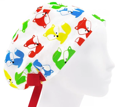 Медицинская шапочка женская HeadwearUniverse универсальная принт Лисички разноцветные