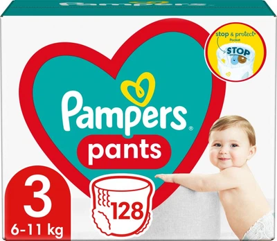 Подгузники-трусики Pampers Pants Размер 3 Эластичные 128 штук Maxi 6-11 кг Удобные практичные