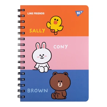 Блокнот YES А5, 80 л., дв. cпираль с резинкой Line Friends