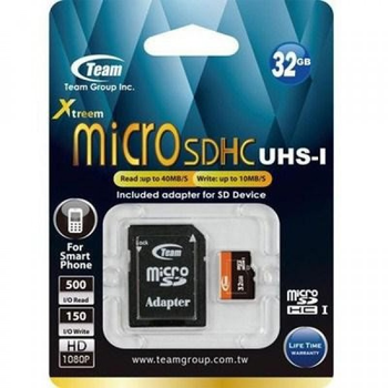 Карта памяти Team 32Gb microSDHC UHS-I (TUSDH32GUHS03)