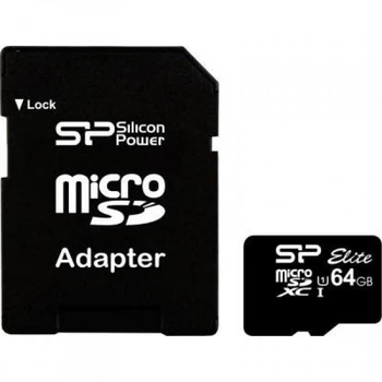 Карта памяти Silicon Power 64GB microSDXC Class 10 UHS-ISDR (SP064GBSTXBU1V10SP) (160083)
