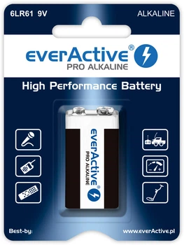 Батарейка лужна everActive Pro 6LR61/6LF22 (крона), блістер 1шт