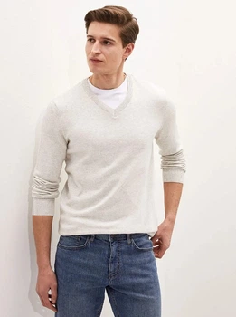 Чоловічий пуловер LC Waikiki з V-подібним вирізом 3XL Сірий (LCWKnitwear-7291)
