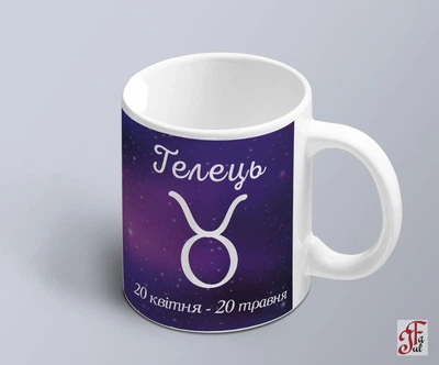 Чашка с принтом знак зодиака Телец на фоне созвездия (02010104026)