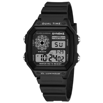 Часы наручные спортивные электронные Synoke 9619 черные