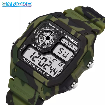 Часы наручные спортивные электронные Synoke 9619 камуфляж лесной