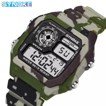 Часы наручные спортивные электронные Synoke 9619 камуфляж мультикам