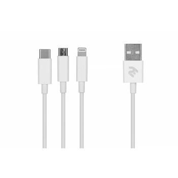 Кабель USB 2.0 AM to Lightning + Micro 5P + Type-C 1.2m white 2E (2E-CCMTLAB-WT)