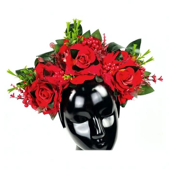 Обруч Фрида с цветами и ягодами SETA Decor 17-712RD-OR-S