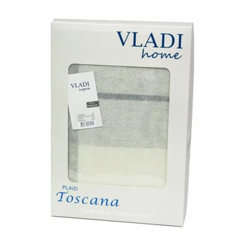 Плед кашемировый в коробке Vladi Тоскана 140х200 бело-серый 2