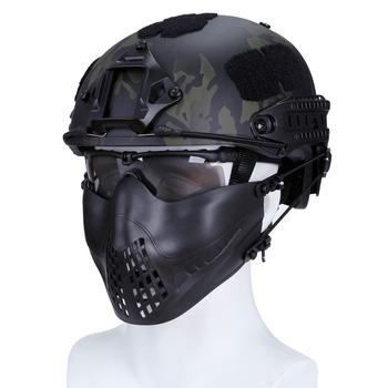 Маска FAST-адаптация [PILOT] Black/2 виды крепления: на шлем и на голову (для Airsoft, Страйкбол)