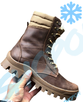 Берцы зимние ботинки тактические мужские, черевики тактичні чоловічі берці зимові, натуральна шкіра, размер 44, Bounce ar. BЕ-ВА-1044, цвет коричневий
