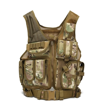 Жилет тактический AOKALI Outdoor A60 (Camouflage CP) камуфляжный водонепроницаемый с карманом LOZ