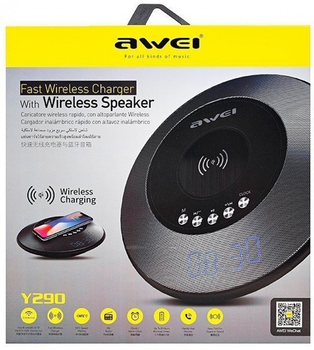 Портативная акустика AWEI Y290 Bluetooth Speaker-Wireless Charger Black