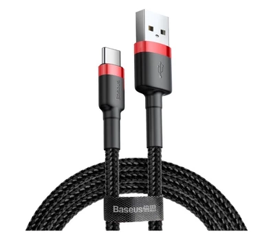 Кабель Baseus Cafule Cable USB for Type-C Black-Red 2м (CATKLF-C91)