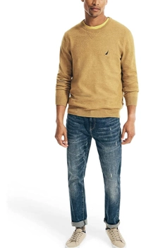 Чоловічий светр - пуловер Nautica з круглим вирізом, гірчичний, розмір XXL