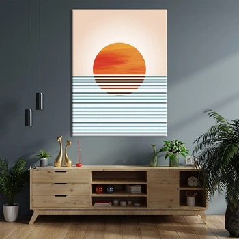 Картина Холстович Minimal Sunset 30x40 см. Абстрактная картина в стиле минимализм Закат для офиса, кабинета психолога, гостиной, спальни, кухни, интерьера