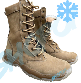 Берці зимові черевики тактичні чоловічі, туфлі тактичні чоловічі берці зимові, натуральна шкіра, розмір 41, Bounce ar. MO-TH-1441, колір койот