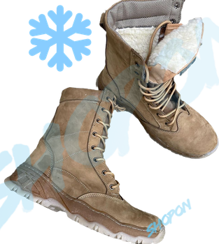 Берці зимові черевики тактичні чоловічі, туфлі тактичні чоловічі берці зимові, натуральна шкіра, розмір 41, Bounce ar. MO-TH-1441, колір койот