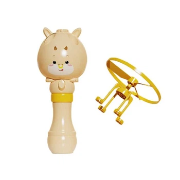 Детская игрушка генератор мыльных пузырей Bubble Toy с летающим пропеллером Желтый 9 х 7 х 13.5 см