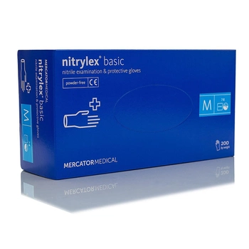 Рукавички нітрилові Nitrylex Basic розмір M сині 100 шт