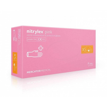 Рукавички нітрилові Nitrylex Magenta розмір XS малинові 100 шт