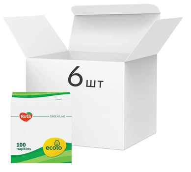 Упаковка серветок Ecolo 1 шар 24х24 см 100 шт Білі 6 упаковок (4820202890263)