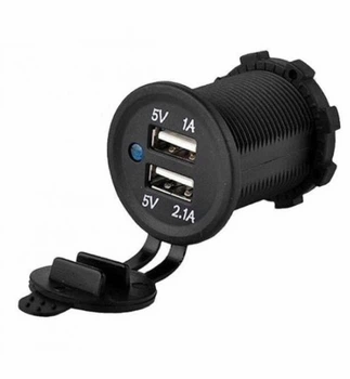 Автомобильная врезная зарядка 2 USB 1А 2,1А 12 и 24В