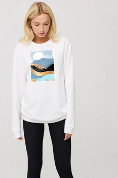 Світшот жіночий oversize /no flis/ S Білий (BSWW30087)