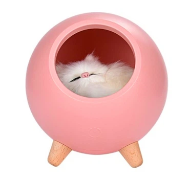 Дитячий нічник Котик у будиночку Pet House Світильник з регулюванням яскравості Рожевий