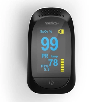Пульсоксиметр MEDICA+ Cardio Control 7.0 пульсометр на палець з OLED дисплеєм Японія Біло-Чорний