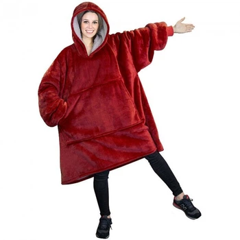 Плед толстовка із капюшоном і рукавами Huggle Hoodie плед - худі (червоний) One size (467-1022)