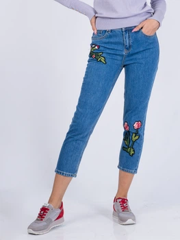 Зауженные джинсы с декоративной нашивкой Vero Moda 31726I526 S (71083S) Голубой