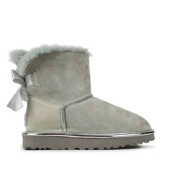 Женские угги с бантиком зимние серые замшевые короткие 40, 1019032сс, UGG