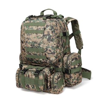 Рюкзак тактический армейский камуфляжный пиксельный коричнево-зеленый 56 литров з сумочками