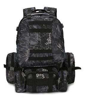 Рюкзак армійський тактичний Kryptek Python чорний 56 літрів із сумочками